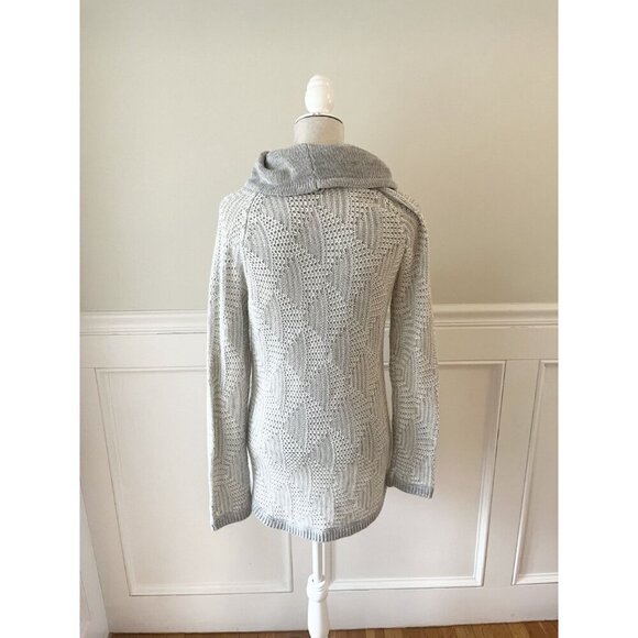 Dressbarn M Gray Chunky Knit Funnel Neck Long Sweater - Picture 3 of 5